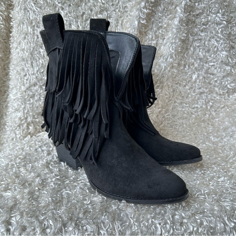 Coconuts by Matisse Black Suede Fringe Booties